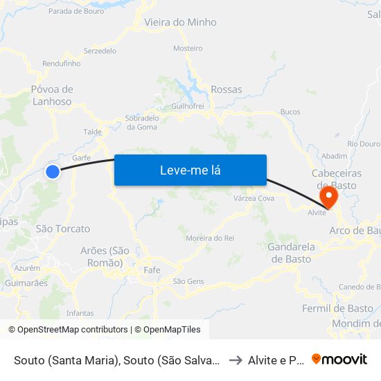 Souto (Santa Maria), Souto (São Salvador) e Gondomar to Alvite e Passos map