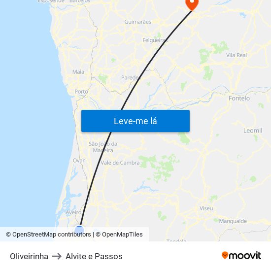 Oliveirinha to Alvite e Passos map