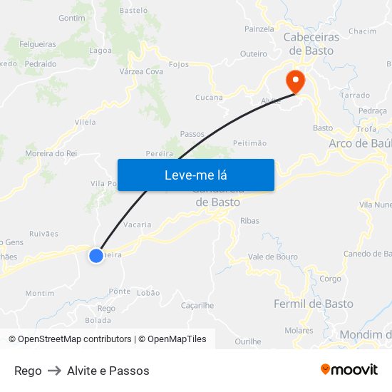 Rego to Alvite e Passos map