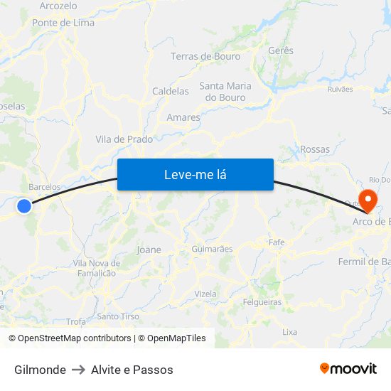 Gilmonde to Alvite e Passos map