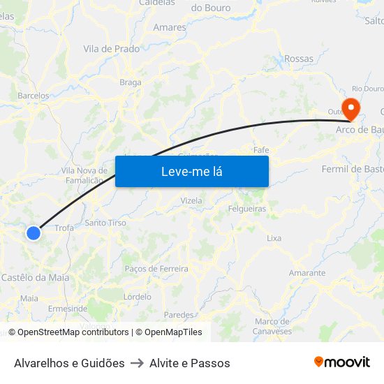 Alvarelhos e Guidões to Alvite e Passos map