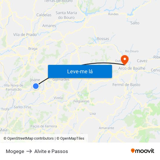 Mogege to Alvite e Passos map