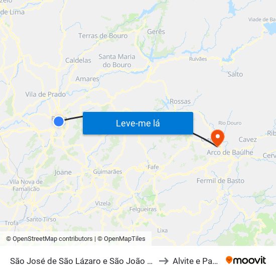 São José de São Lázaro e São João do Souto to Alvite e Passos map