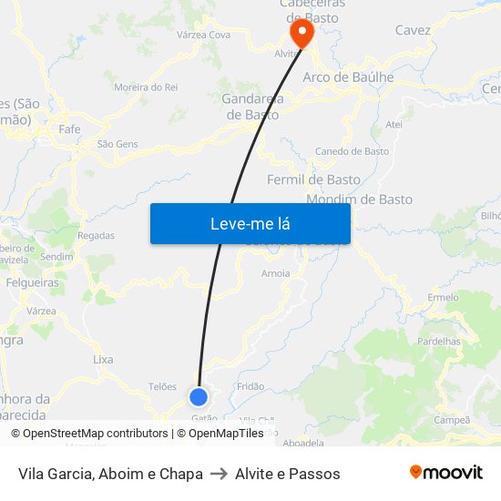 Vila Garcia, Aboim e Chapa to Alvite e Passos map