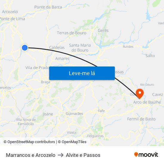 Marrancos e Arcozelo to Alvite e Passos map