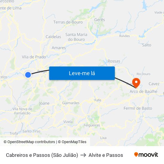 Cabreiros e Passos (São Julião) to Alvite e Passos map