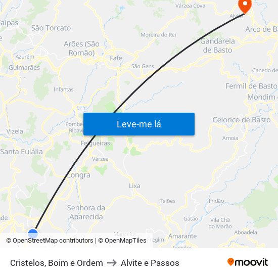 Cristelos, Boim e Ordem to Alvite e Passos map