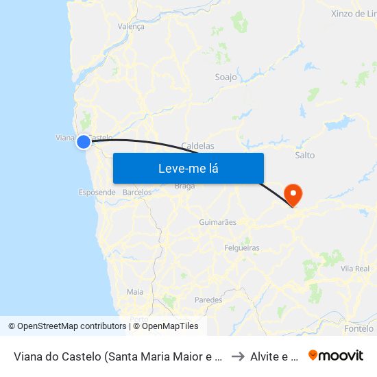 Viana do Castelo (Santa Maria Maior e Monserrate) e Meadela to Alvite e Passos map