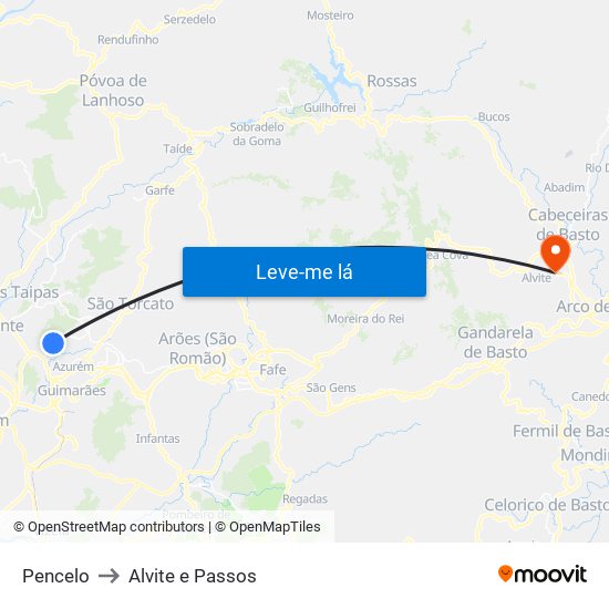 Pencelo to Alvite e Passos map