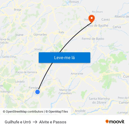 Guilhufe e Urrô to Alvite e Passos map