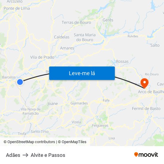 Adães to Alvite e Passos map