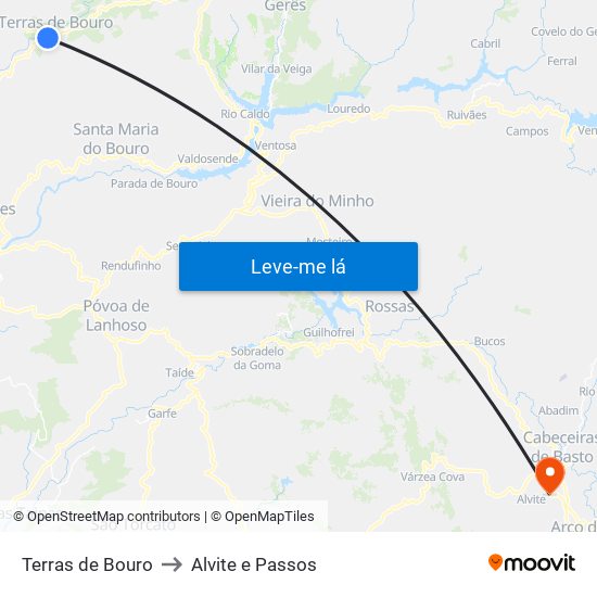 Terras de Bouro to Alvite e Passos map