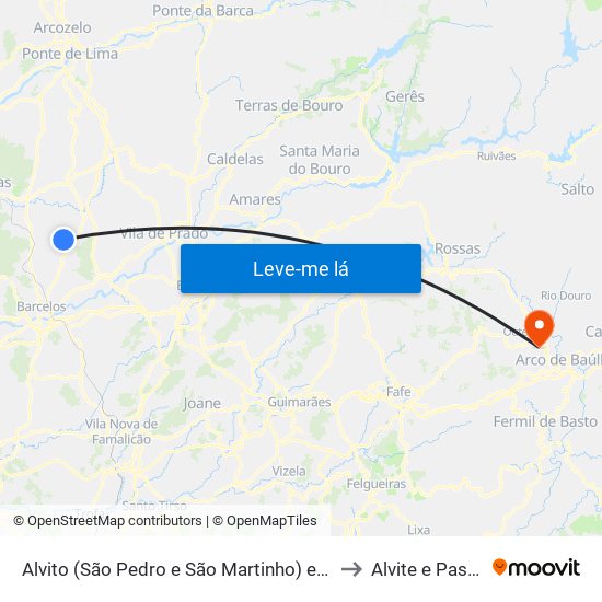 Alvito (São Pedro e São Martinho) e Couto to Alvite e Passos map