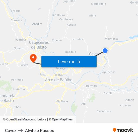 Cavez to Alvite e Passos map