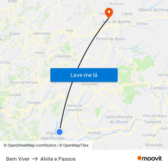 Bem Viver to Alvite e Passos map