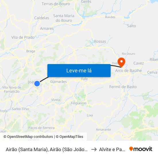 Airão (Santa Maria), Airão (São João) e Vermil to Alvite e Passos map