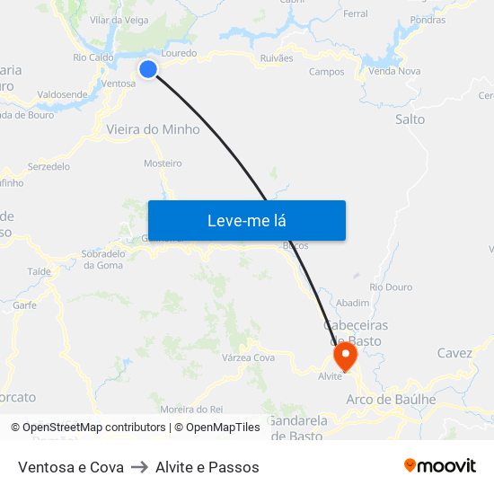 Ventosa e Cova to Alvite e Passos map