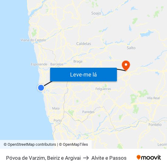 Póvoa de Varzim, Beiriz e Argivai to Alvite e Passos map