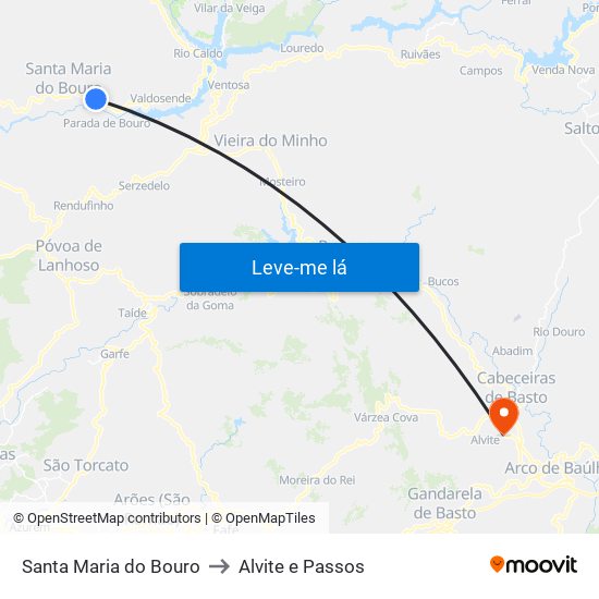 Santa Maria do Bouro to Alvite e Passos map