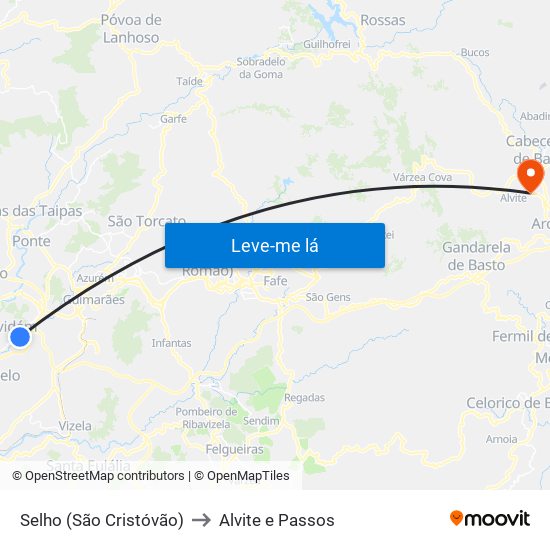 Selho (São Cristóvão) to Alvite e Passos map