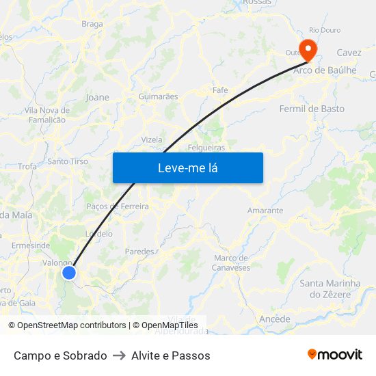 Campo e Sobrado to Alvite e Passos map