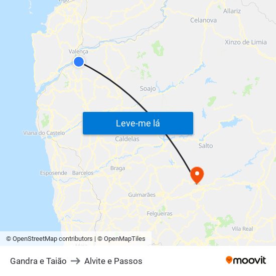 Gandra e Taião to Alvite e Passos map