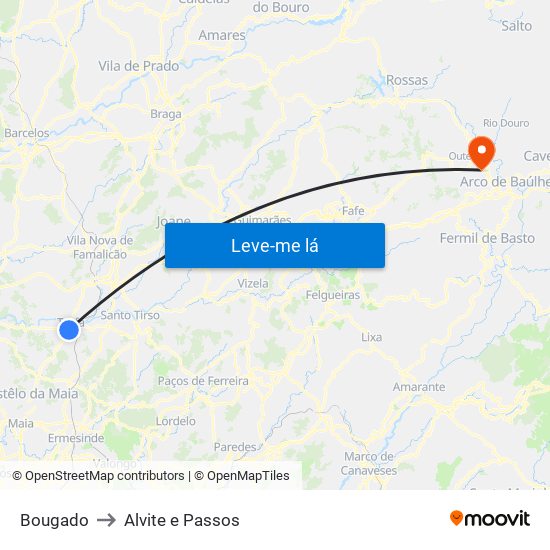 Bougado to Alvite e Passos map