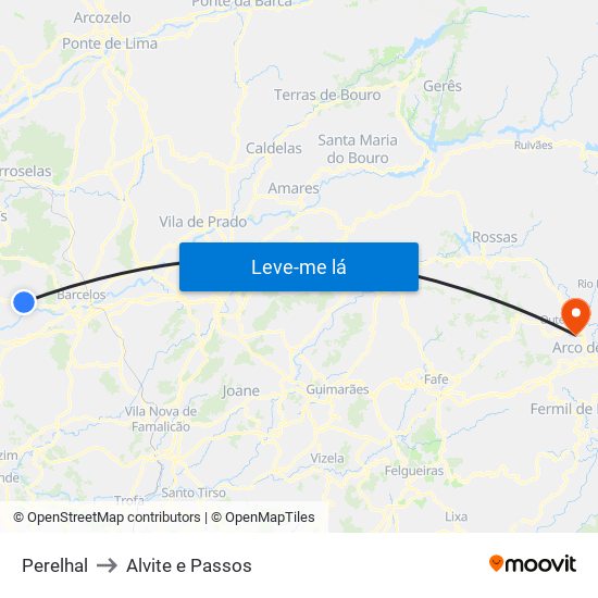 Perelhal to Alvite e Passos map