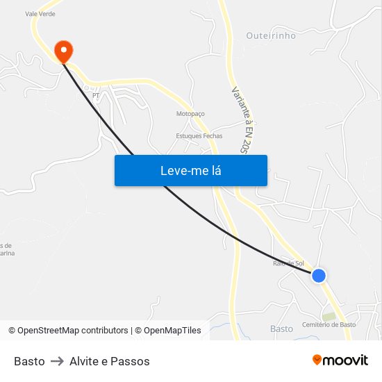Basto to Alvite e Passos map