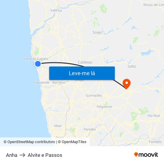 Anha to Alvite e Passos map