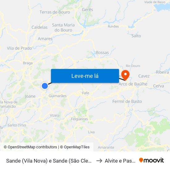 Sande (Vila Nova) e Sande (São Clemente) to Alvite e Passos map