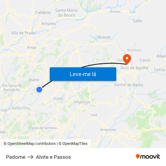 Pedome to Alvite e Passos map