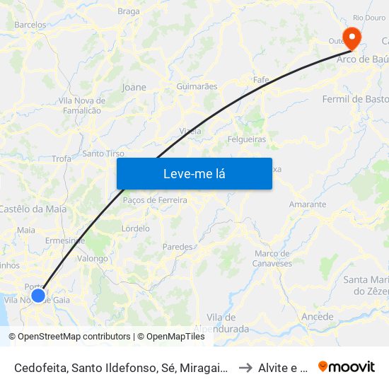 Cedofeita, Santo Ildefonso, Sé, Miragaia, São Nicolau e Vitória to Alvite e Passos map
