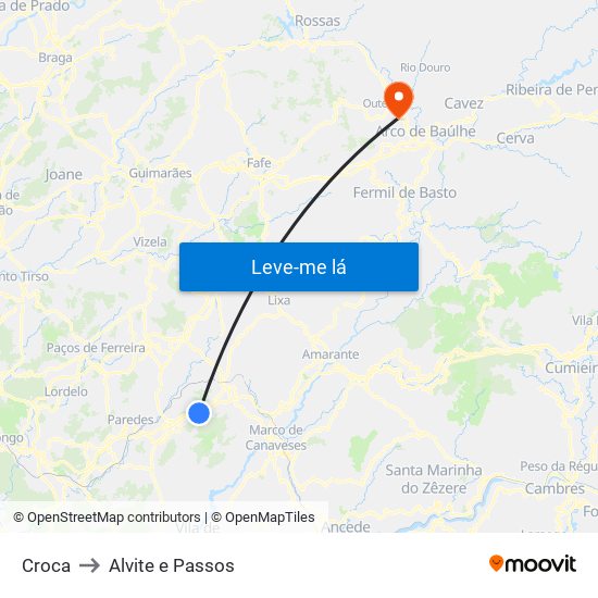 Croca to Alvite e Passos map