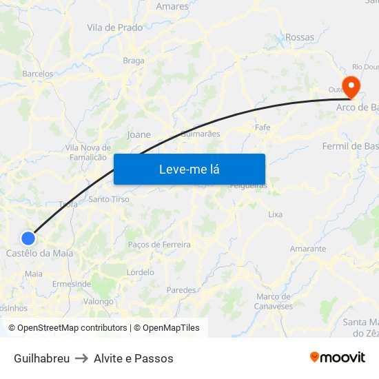 Guilhabreu to Alvite e Passos map