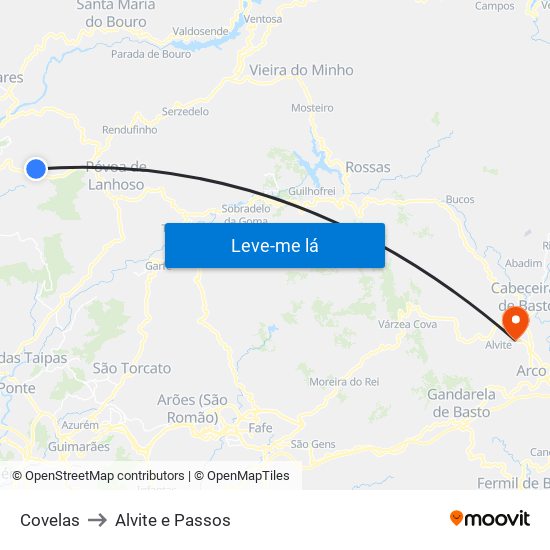Covelas to Alvite e Passos map