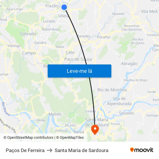 Paços De Ferreira to Santa Maria de Sardoura map