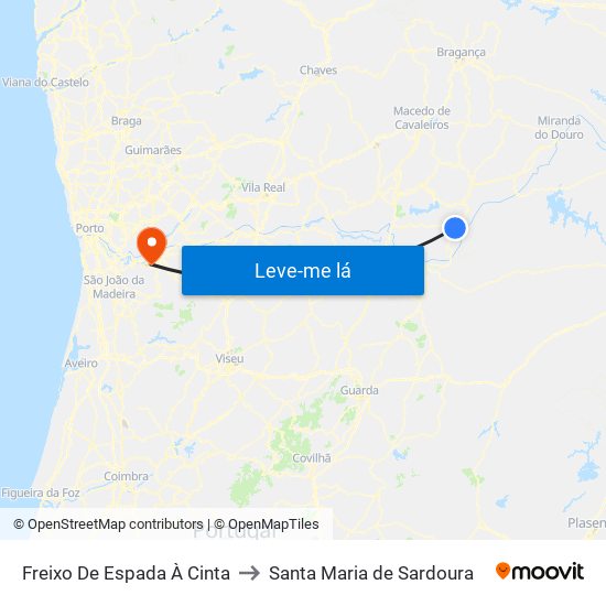 Freixo De Espada À Cinta to Santa Maria de Sardoura map