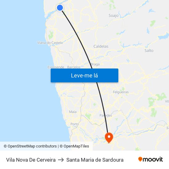 Vila Nova De Cerveira to Santa Maria de Sardoura map