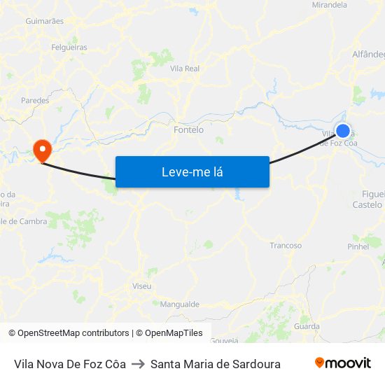 Vila Nova De Foz Côa to Santa Maria de Sardoura map