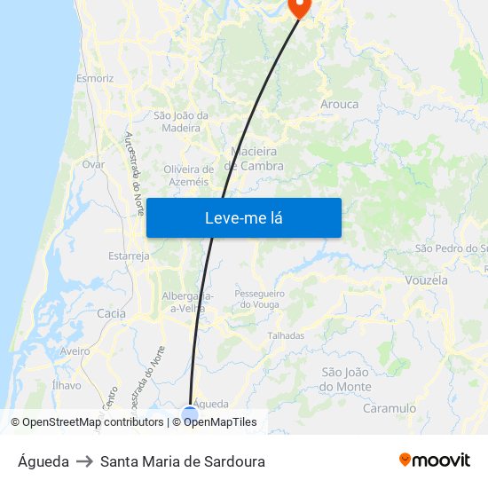 Águeda to Santa Maria de Sardoura map