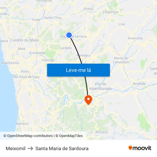 Meixomil to Santa Maria de Sardoura map