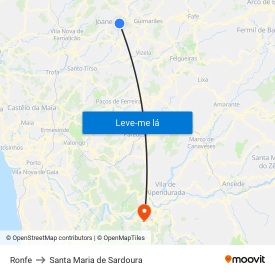 Ronfe to Santa Maria de Sardoura map