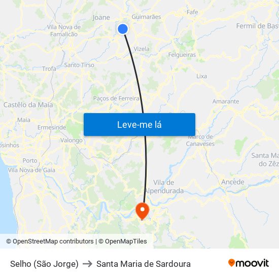 Selho (São Jorge) to Santa Maria de Sardoura map