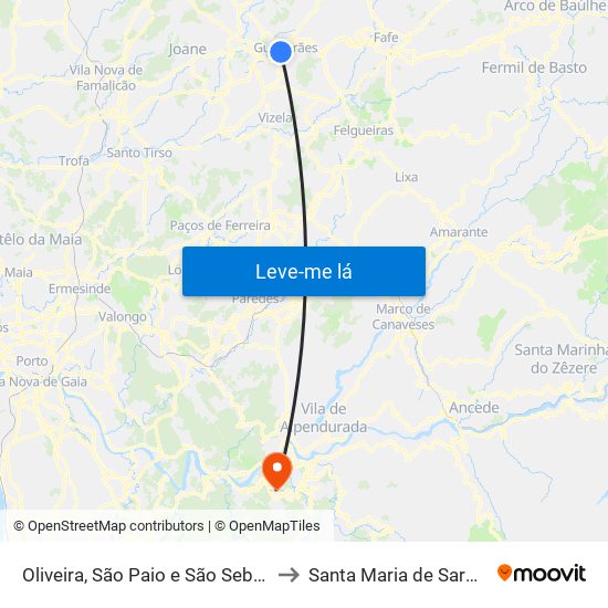 Oliveira, São Paio e São Sebastião to Santa Maria de Sardoura map