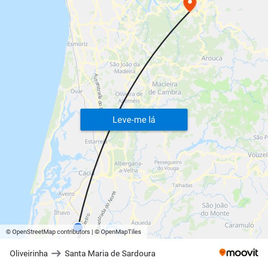 Oliveirinha to Santa Maria de Sardoura map