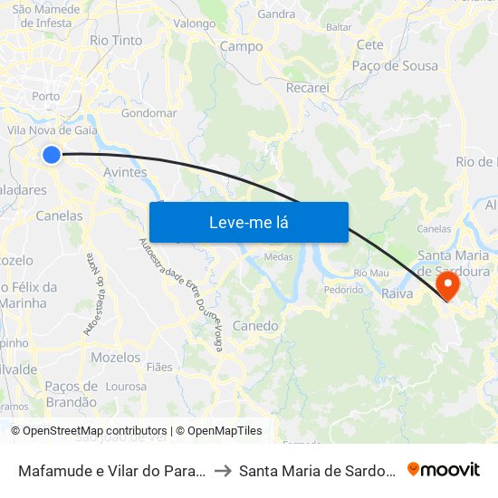Mafamude e Vilar do Paraíso to Santa Maria de Sardoura map