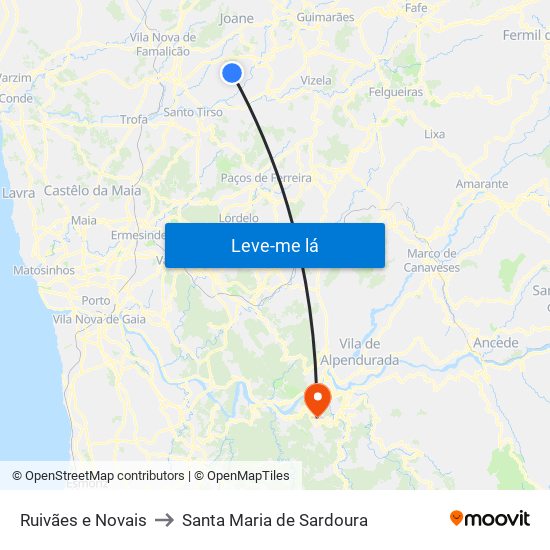 Ruivães e Novais to Santa Maria de Sardoura map