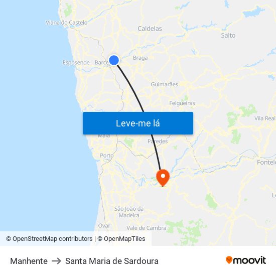 Manhente to Santa Maria de Sardoura map