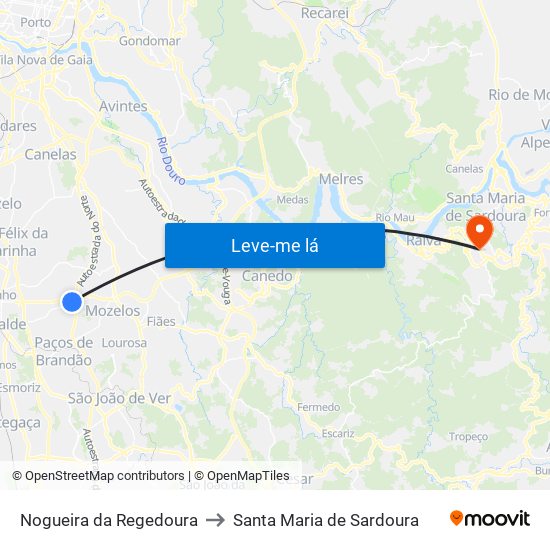 Nogueira da Regedoura to Santa Maria de Sardoura map